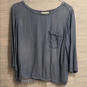 Women's Blue Denim Blouse with Pocket